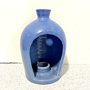 Studio Pottery Candle Holder Wall Sconce Primitive Farmhouse Blue Cottage Decor